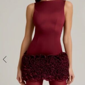 Oh Polly - Florrie - Appliqué Open-Back Mini Dress in Wine Red